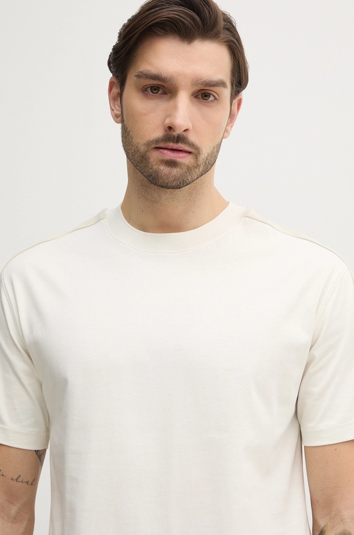 Bavlněné tričko Calvin Klein Jeans béžová J30J327237