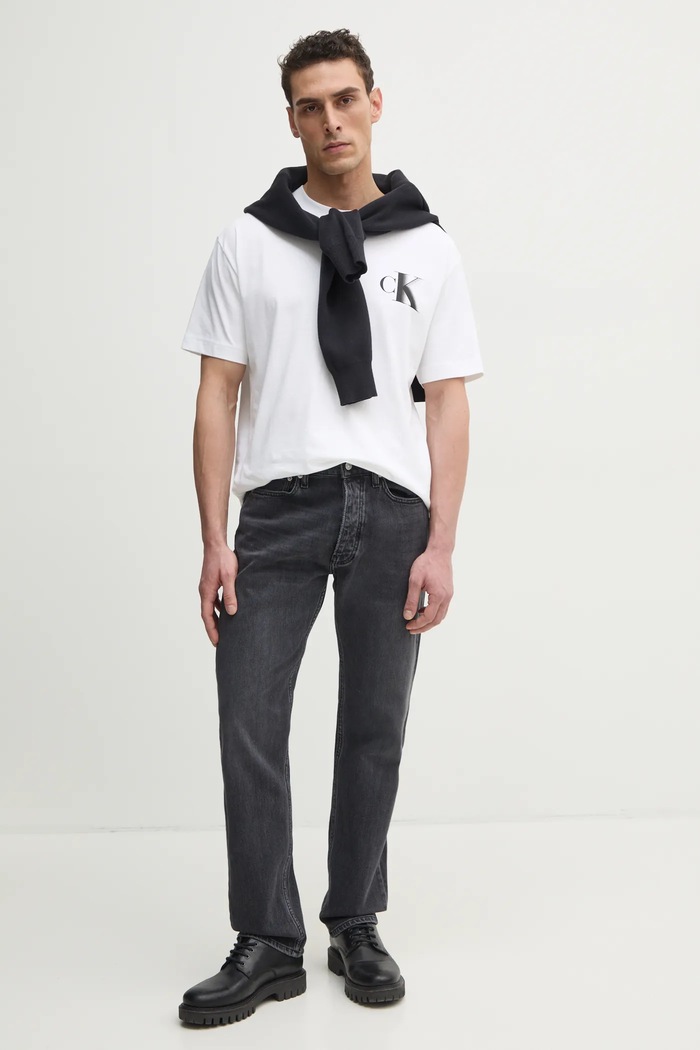 Bavlnené tričko Calvin Klein Jeans J30J327475 biela SS25