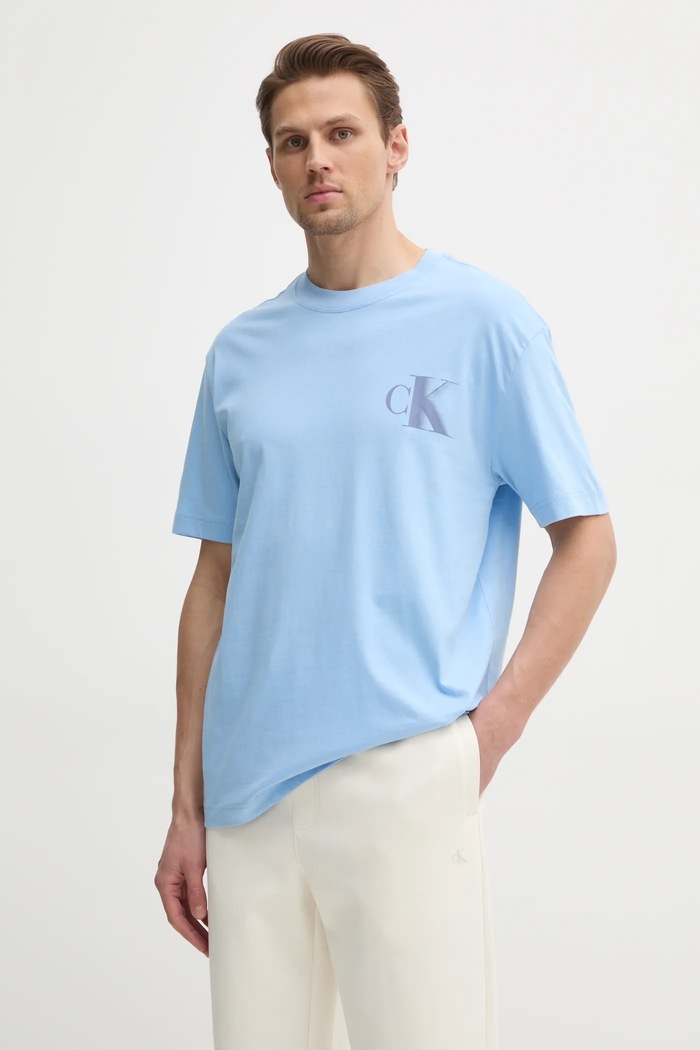 Bavlněné tričko Calvin Klein Jeans modrá J30J327475