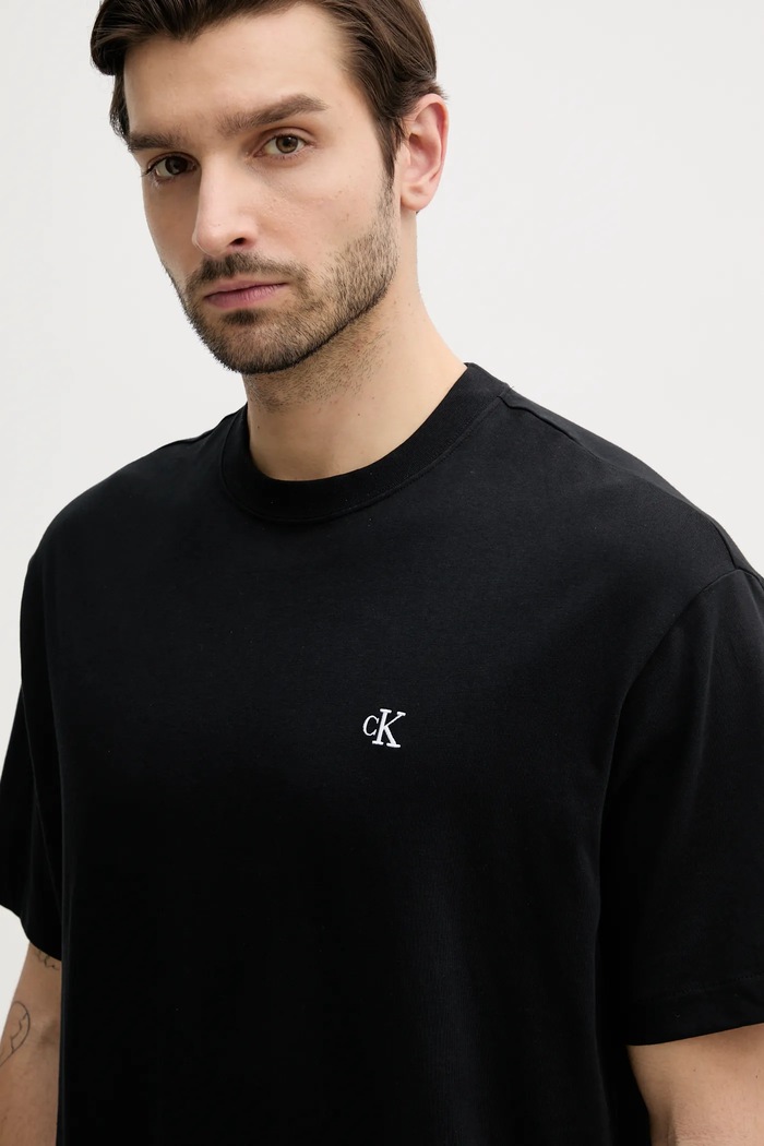 Bavlněné tričko Calvin Klein Jeans černá LV040HM229