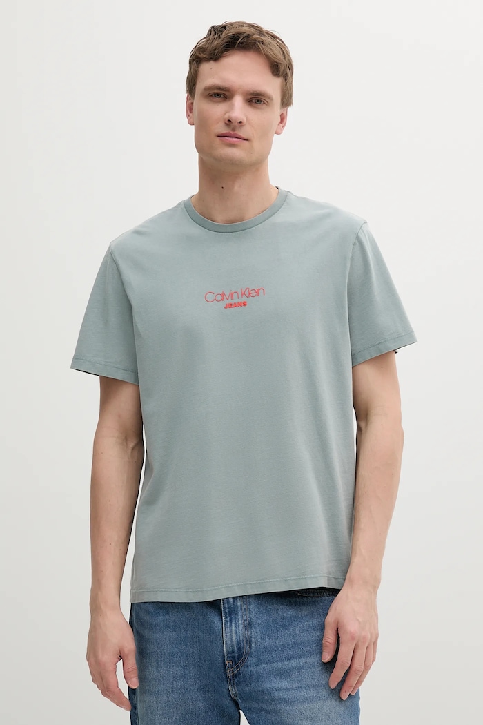 Calvin Klein Jeans t-shirt bawełniany nadruk szary LV04RB824G