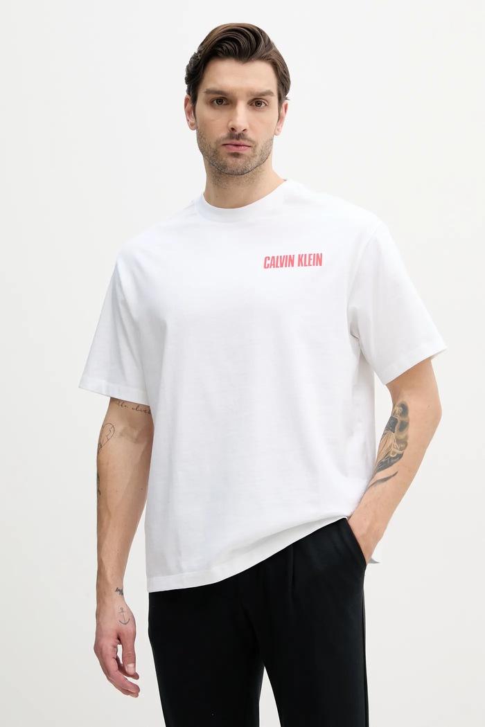 Bavlněné tričko Calvin Klein Jeans bílá LV04RB851G