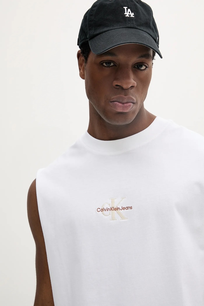 Bavlnené tričko Calvin Klein Jeans Calvin Klein Jeans J30J327493 biela