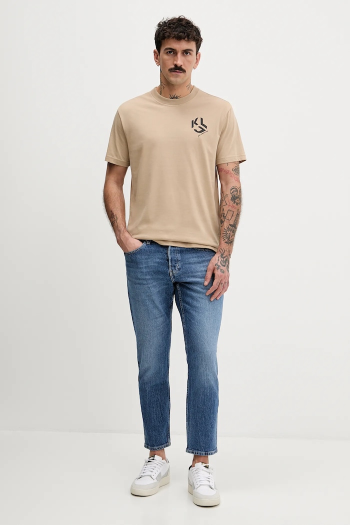 Karl Lagerfeld Jeans t-shirt ανδρικό με βαμβάκι A2M17072 μπεζ AA00