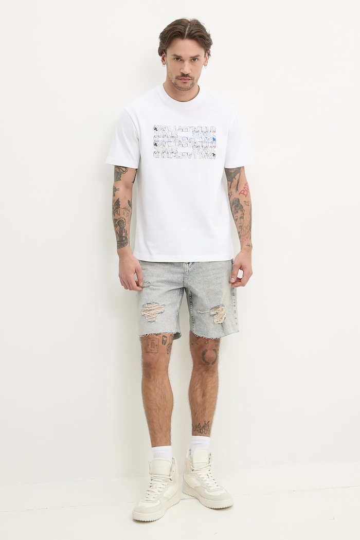 Bavlnené tričko Karl Lagerfeld Jeans A2M17038 biela SS25
