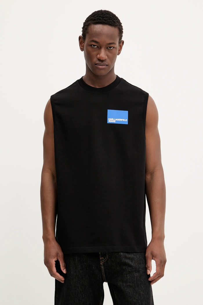 Karl Lagerfeld Jeans t-shirt bawełniany nadruk czarny A2M17053
