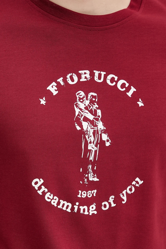 Fiorucci t-shirt bawełniany Burgundy Dreaming of You Regular Fit T-Shirt M02SMTSH323CJ01RD03 bordowy