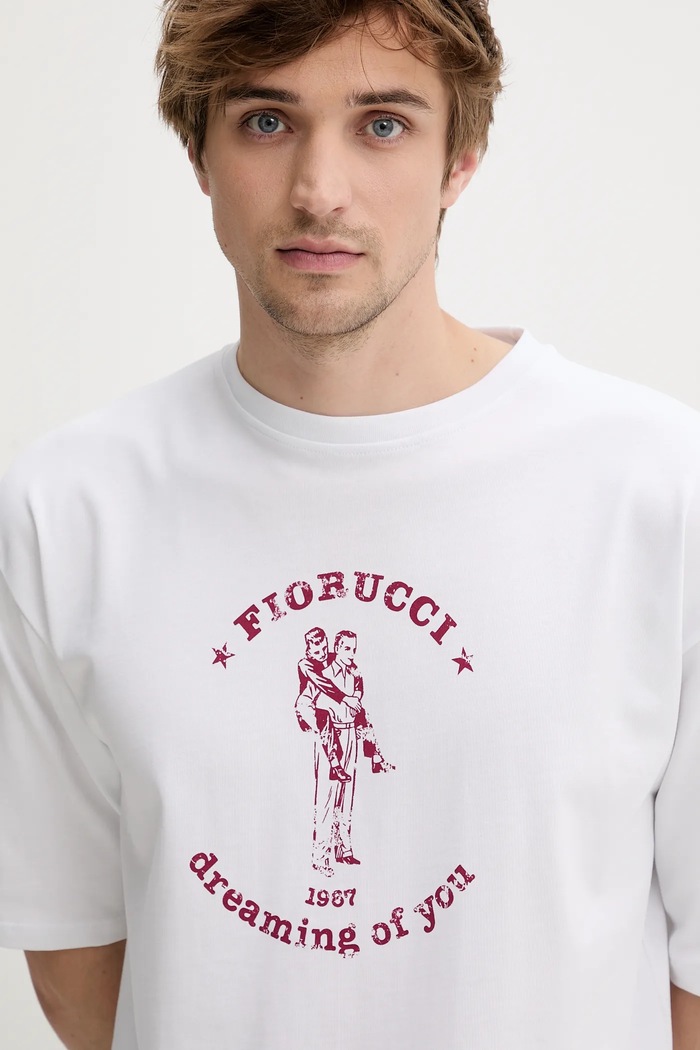 Fiorucci t-shirt bawełniany White Dreaming of You Print Relaxed Fit T-Shirt biały M02SMTSH101CJ01WH03
