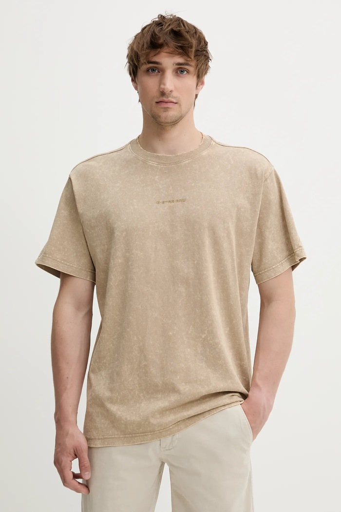 G-Star tricou din bumbac melanj bej D25964.C756