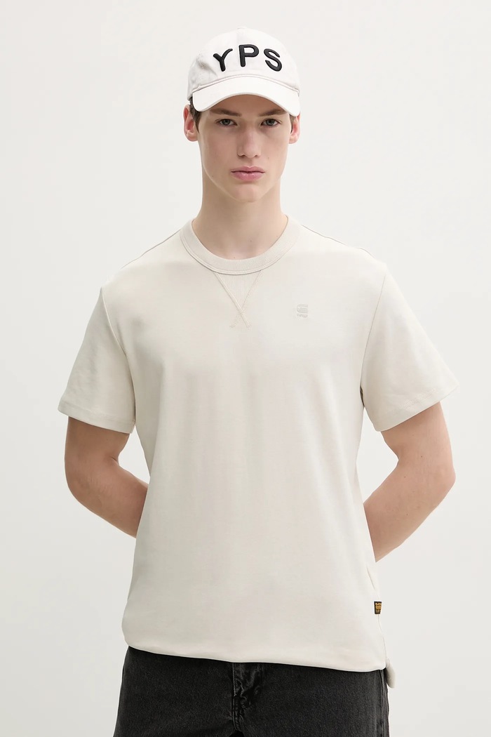 G-Star t-shirt bawełniany beżowy D24449.C812