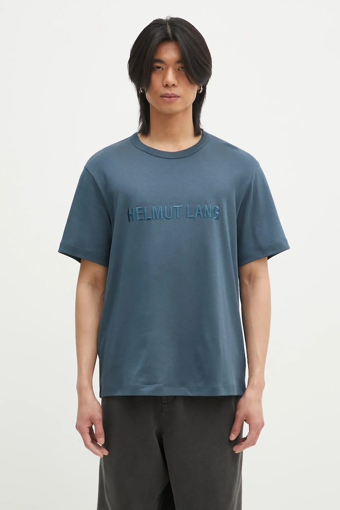 Βαμβακερό μπλουζάκι Helmut Lang Logo Ov Tee.Hvy Ever χαλαρό τιρκουάζ O04HM599
