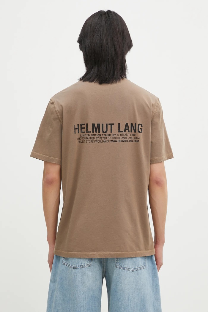 Ρούχα Βαμβακερό μπλουζάκι Helmut Lang Pstcard T Grnwch.Mal O10HM515 καφέ