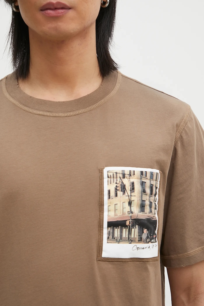Βαμβακερό μπλουζάκι Helmut Lang Pstcard T Grnwch.Mal καφέ O10HM515