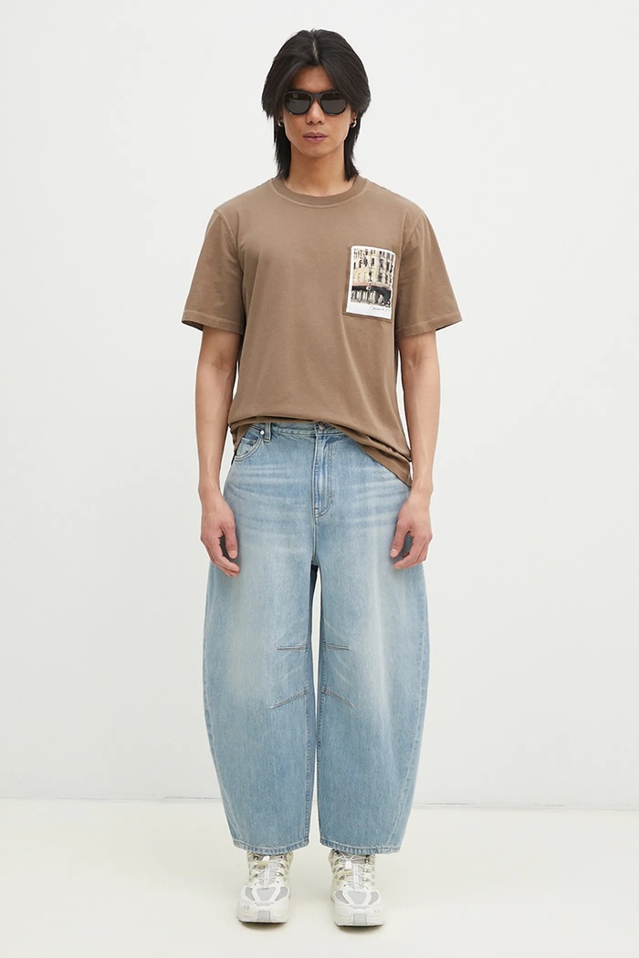 Βαμβακερό μπλουζάκι Helmut Lang Pstcard T Grnwch.Mal O10HM515 καφέ