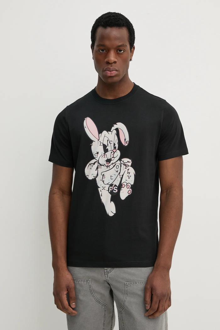 Bavlněné tričko PS Paul Smith potisk černá M2R.011R.PP5132