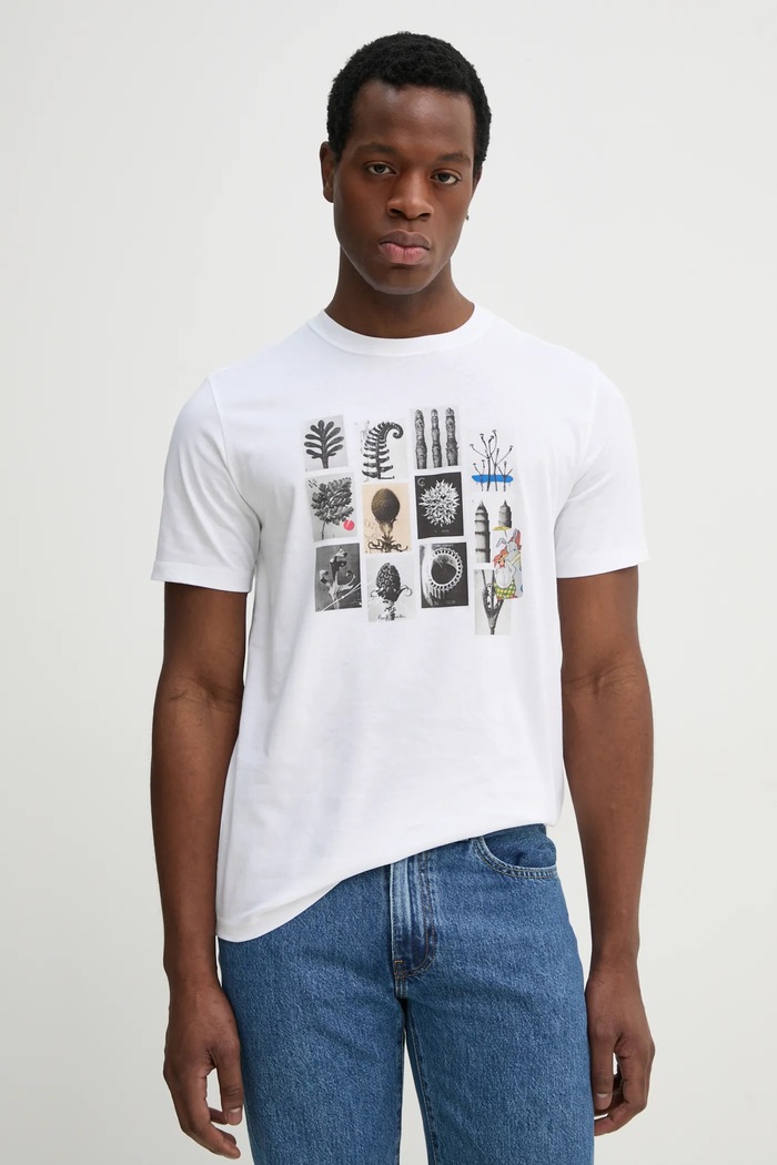 Pamučna majica PS Paul Smith print bijela M2R.011R.PP5135