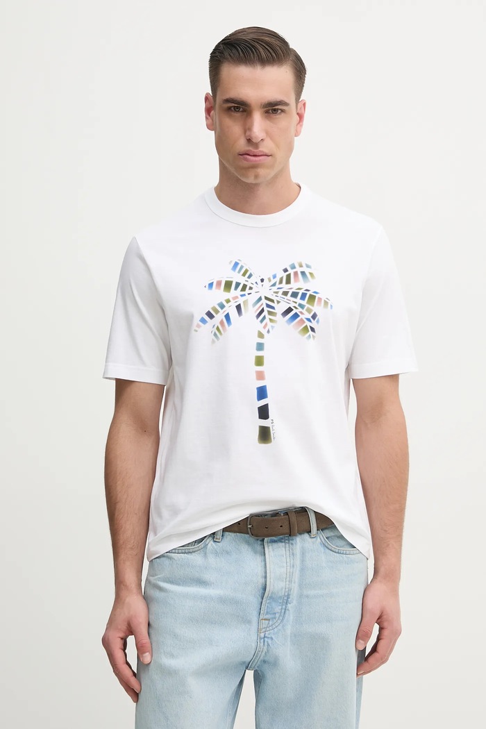 Βαμβακερό μπλουζάκι PS Paul Smith βαμβάκι λευκό M2R.220X.PP5073