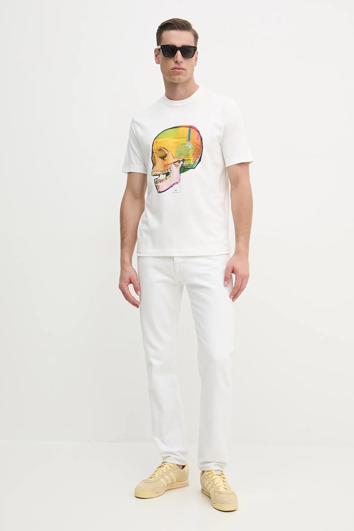 Bavlněné tričko PS Paul Smith M2R.220X.PP5119 bílá SS25