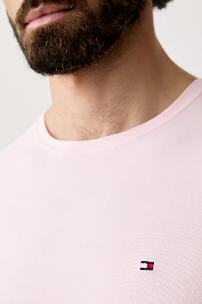 Tommy Hilfiger βασικό T-shirt ανδρικό βαμβακερό με ελαστάν MW0MW10800. ροζ