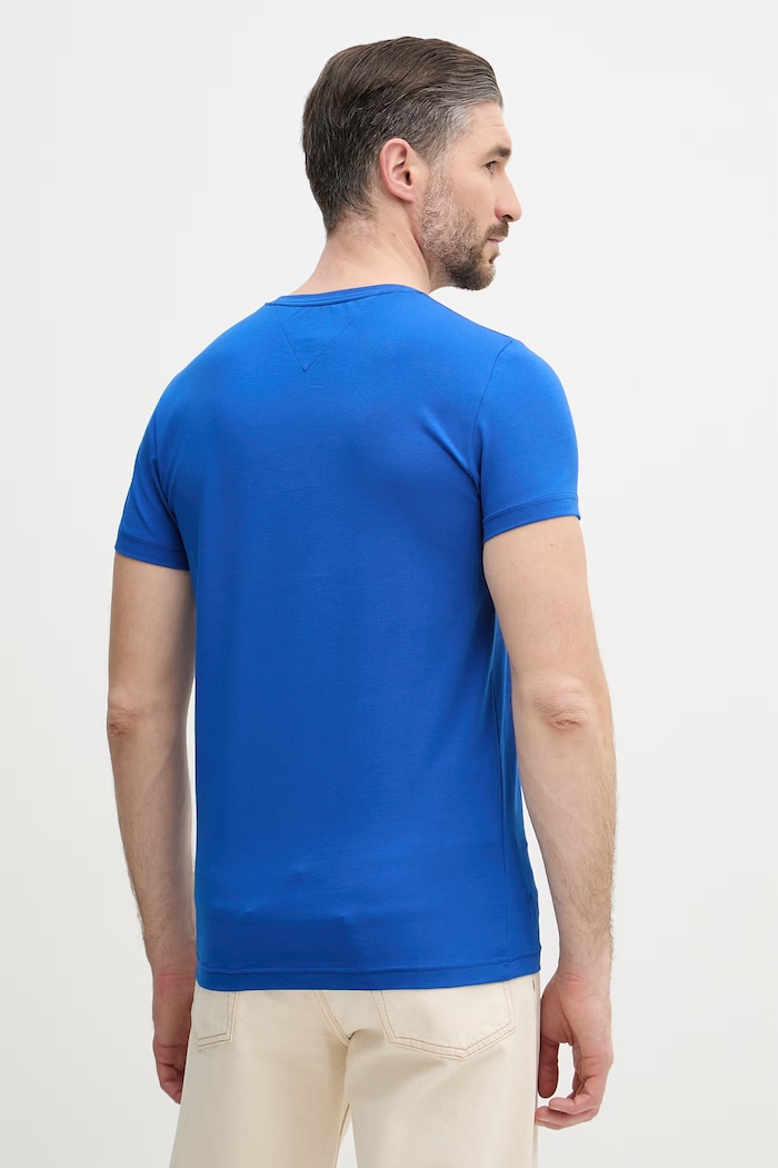 Oblečenie Tommy Hilfiger basic tričko pánske bavlnené s elastanom MW0MW10800. modrá