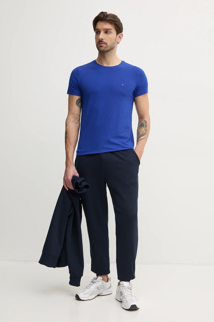 Tommy Hilfiger тениска basic мъжка от памук с еластан MW0MW10800. син SS26