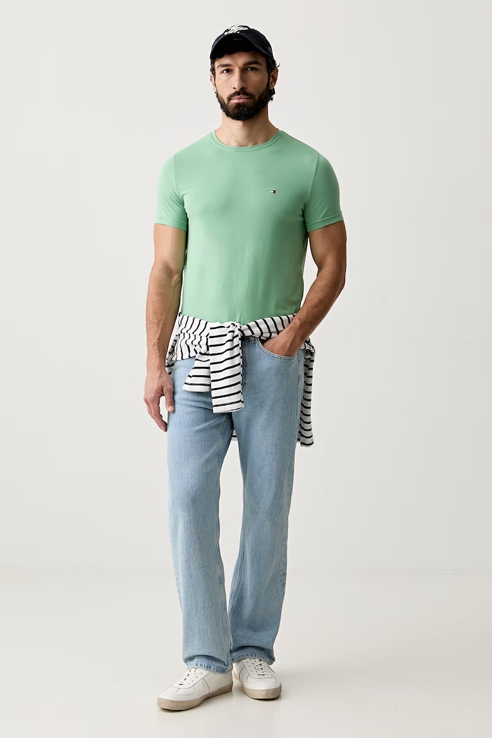 Tommy Hilfiger Basic T-shirt ανδρικό βαμβακερό με ελαστάν MW0MW10800. πράσινο SS26