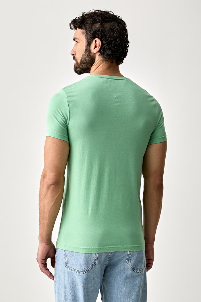 Ρούχα Tommy Hilfiger Basic T-shirt ανδρικό βαμβακερό με ελαστάν MW0MW10800. πράσινο