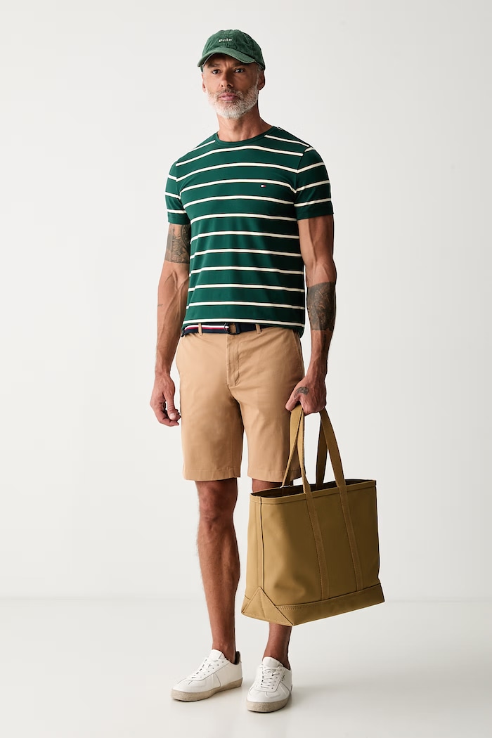 Tommy Hilfiger T-shirt basic męski bawełniany z elastanem MW0MW10800. zielony SS26