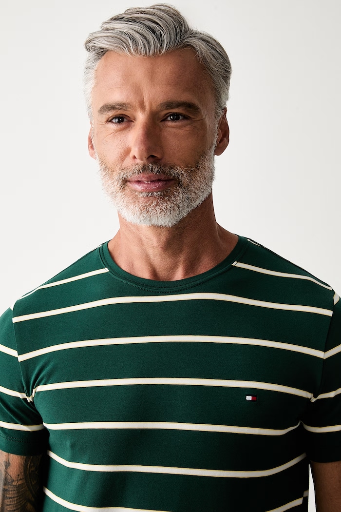 Tommy Hilfiger T-shirt basic męski bawełniany z elastanem zielony MW0MW10800.