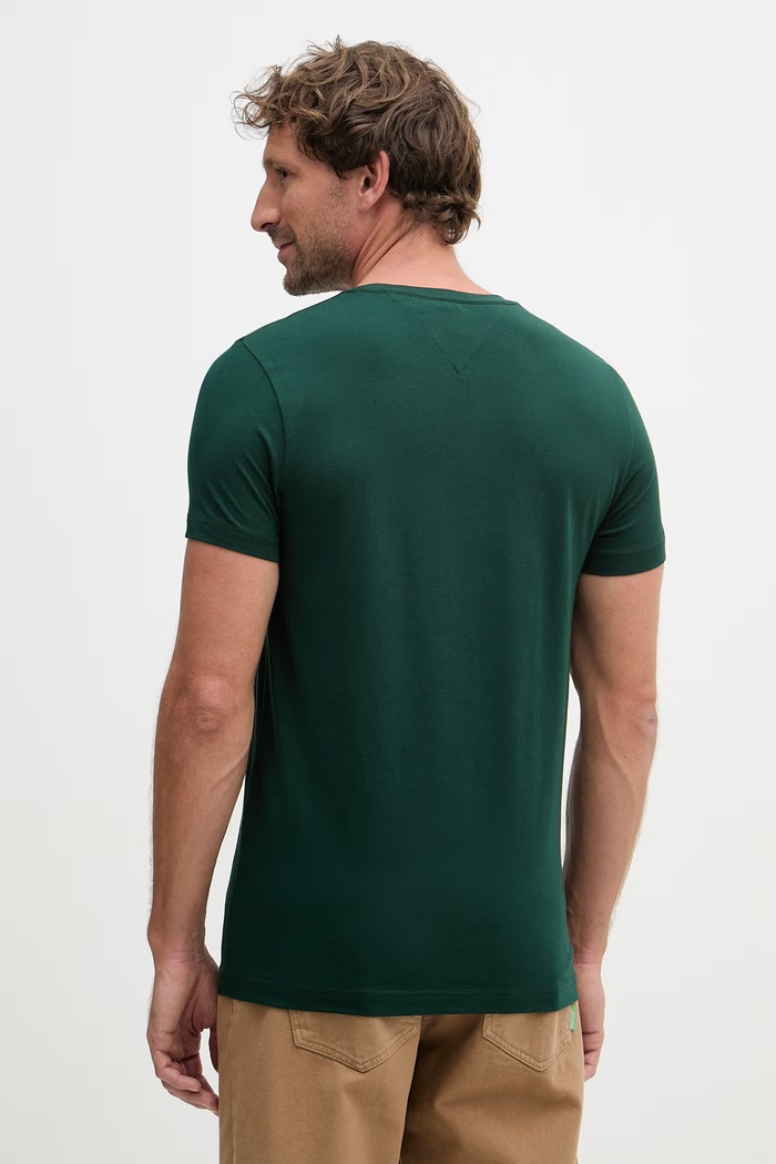 Oblečenie Tommy Hilfiger basic tričko pánske bavlnené s elastanom MW0MW10800. zelená