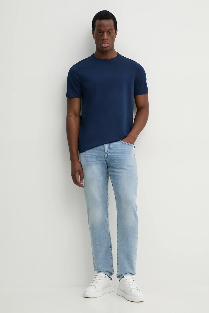 Pamučna majica Tommy Hilfiger MW0MW36657 mornarsko plava SS25