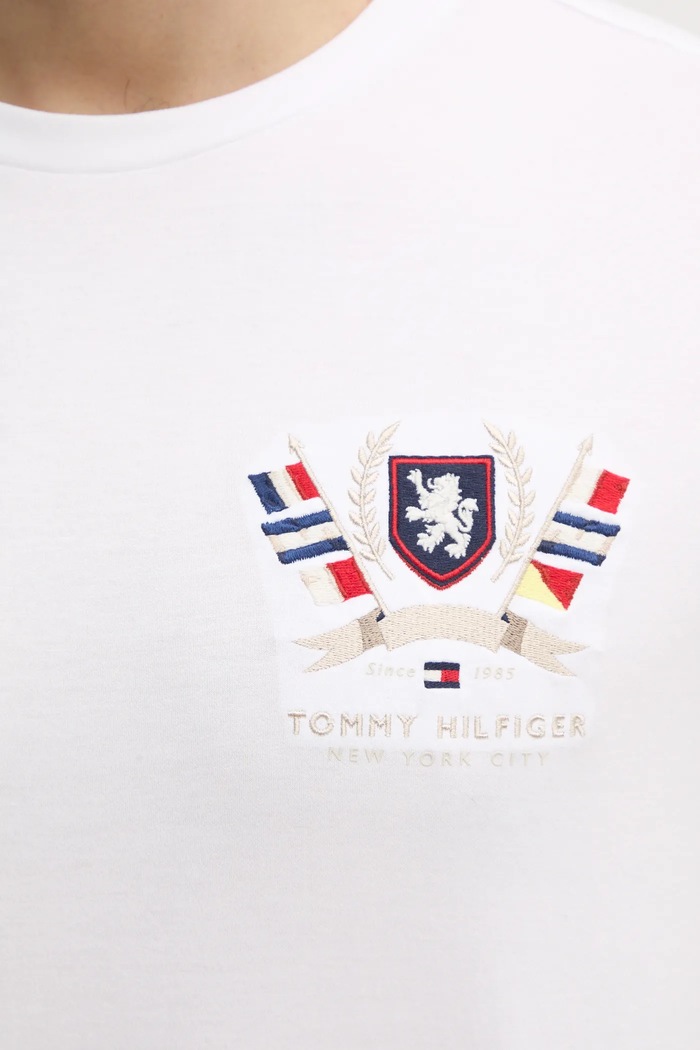 Βαμβακερό μπλουζάκι Tommy Hilfiger MW0MW38612 λευκό