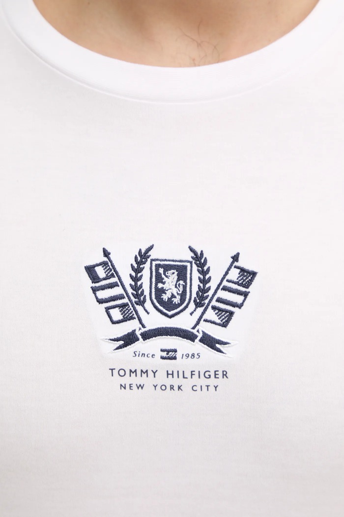Βαμβακερό μπλουζάκι Tommy Hilfiger MW0MW38613 λευκό