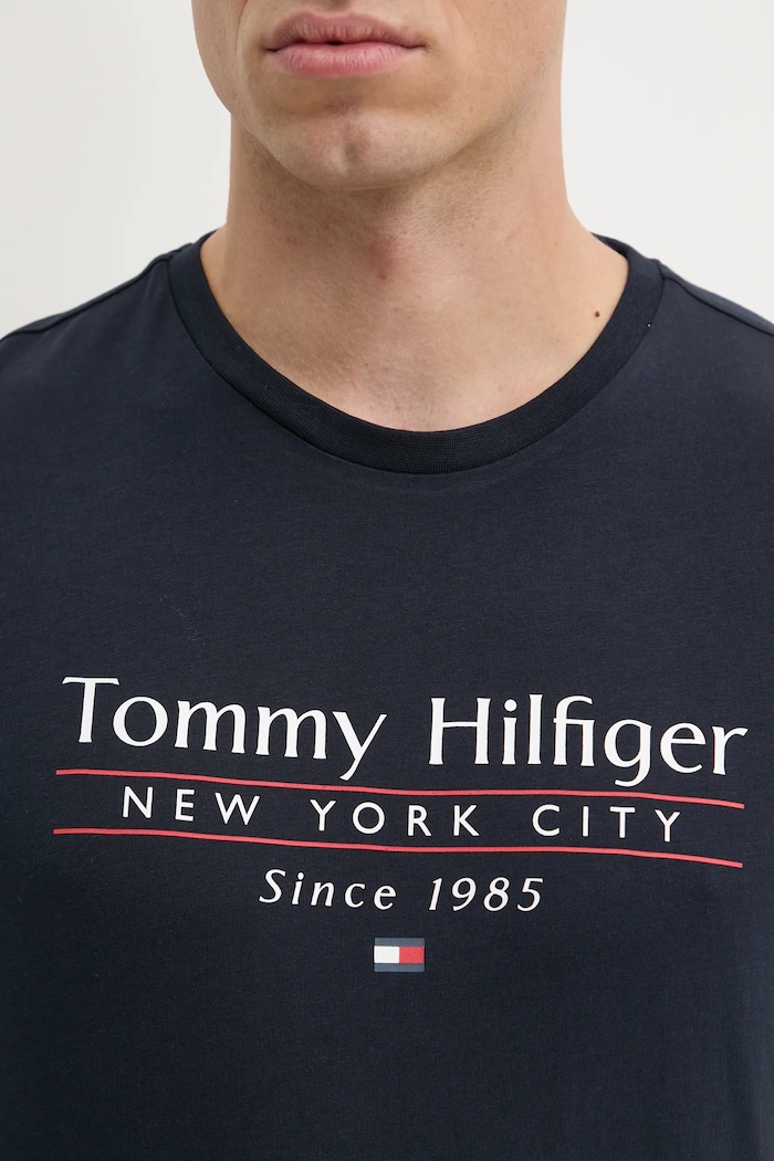 Bavlněné tričko Tommy Hilfiger MW0MW38621 námořnická modř