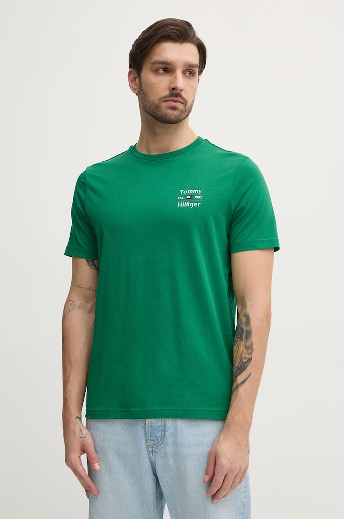 Tommy Hilfiger t-shirt bawełniany nadruk zielony MW0MW38622
