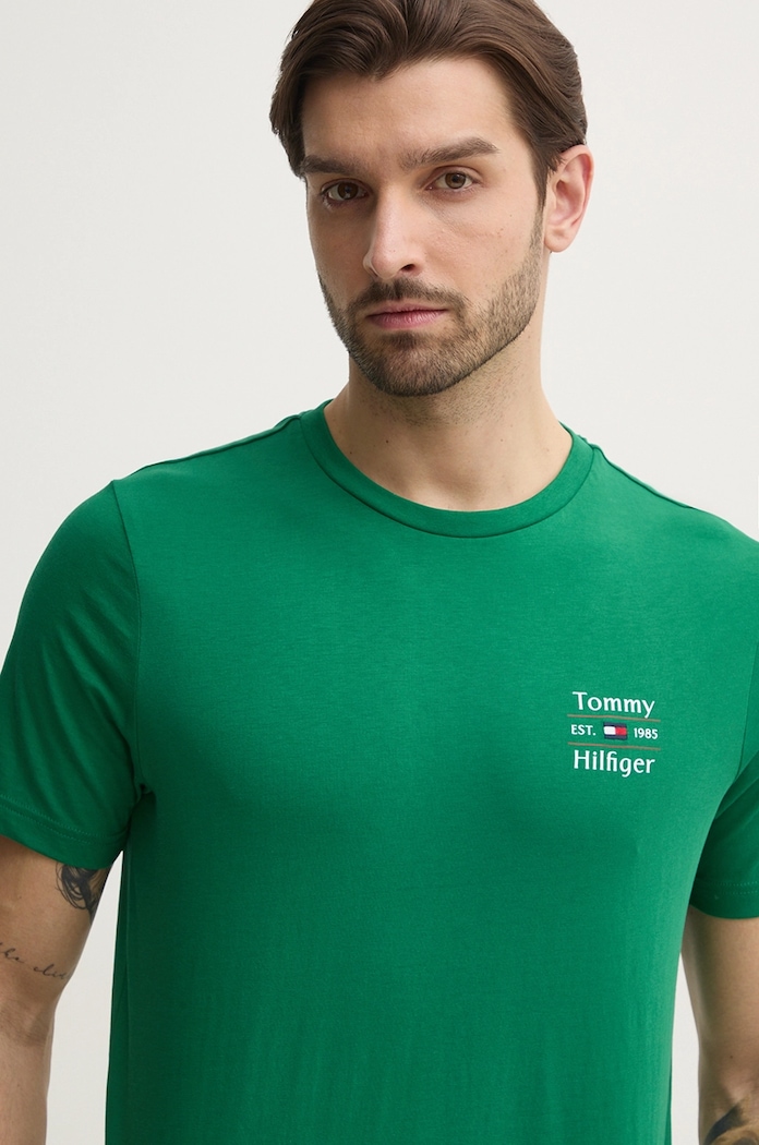 Tommy Hilfiger t-shirt bawełniany zielony MW0MW38622