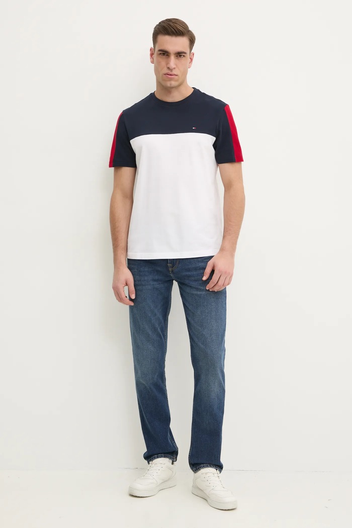 Tommy Hilfiger tricou din bumbac MW0MW39170 bleumarin SS25
