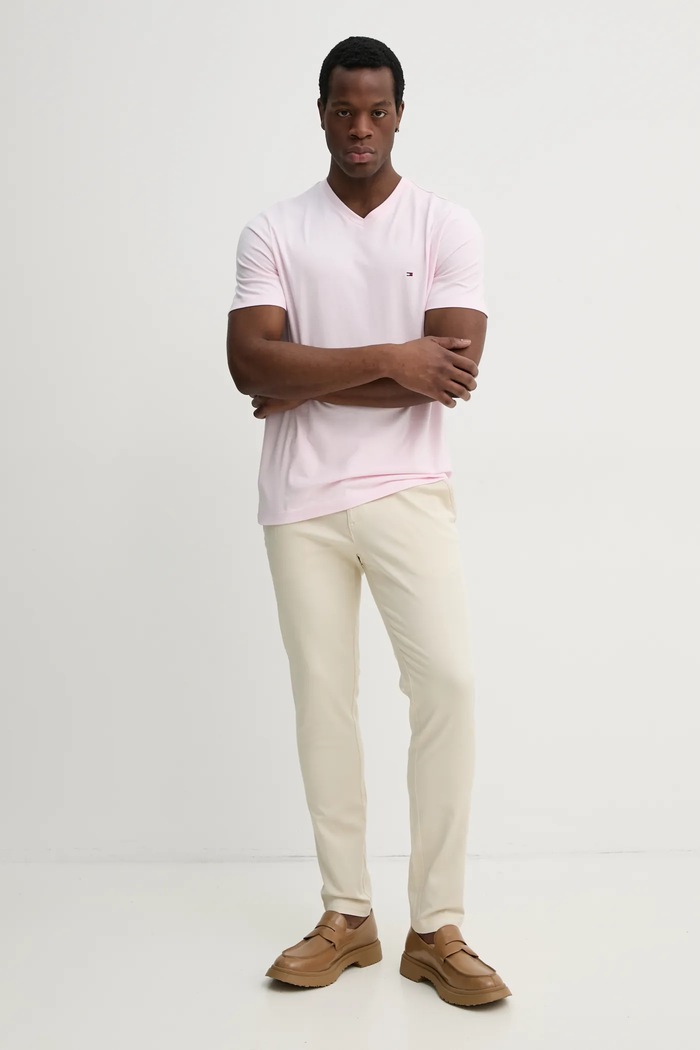 Tommy Hilfiger tričko pánské bavlněné MW0MW39249 růžová SS26