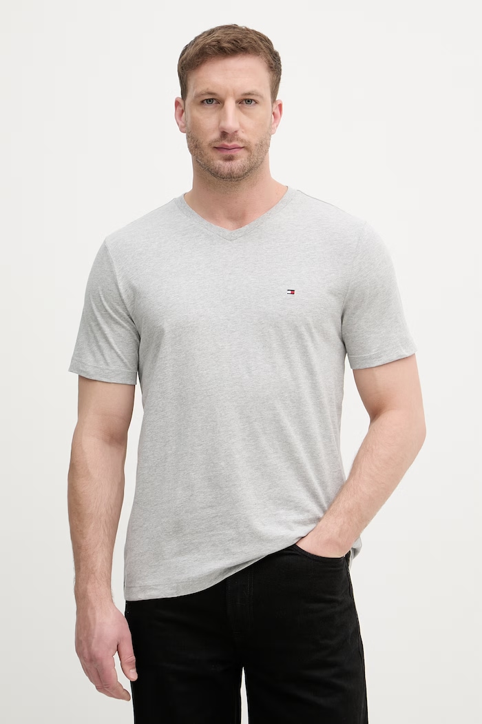 Tommy Hilfiger tricou bărbătesc bumbac gri MW0MW39249