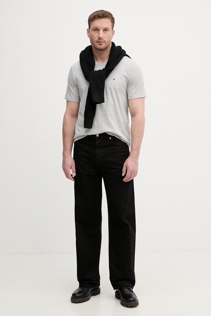 Tommy Hilfiger tricou bărbătesc bumbac MW0MW39249 gri SS26