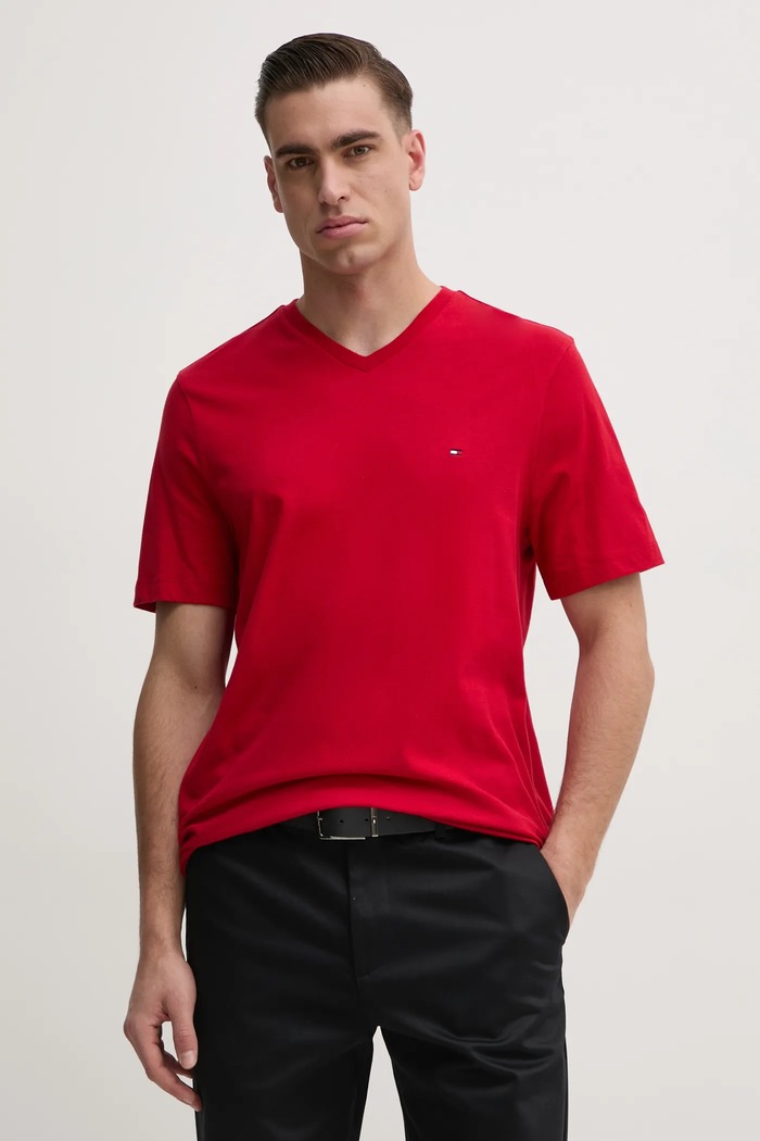 Tommy Hilfiger majica za muškarce od pamuka crvena MW0MW39249