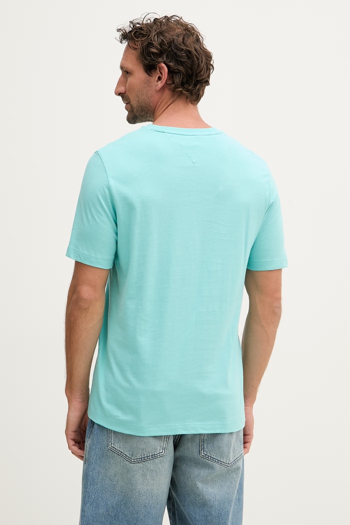 Îmbrăcăminte Tommy Hilfiger tricou de bărbați din bumbac MW0MW39249 turcoaz