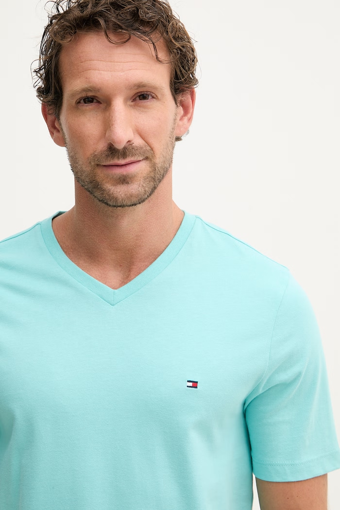 Tommy Hilfiger tricou de bărbați din bumbac turcoaz MW0MW39249