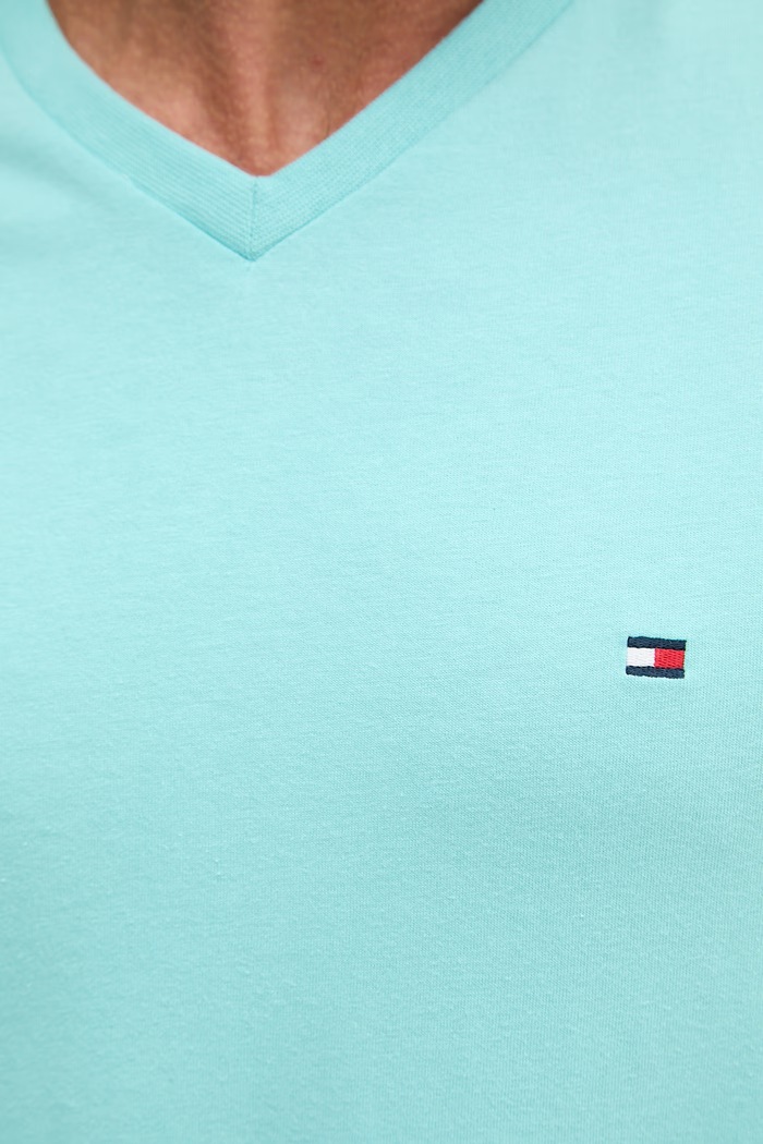 Tommy Hilfiger tricou de bărbați din bumbac MW0MW39249 turcoaz