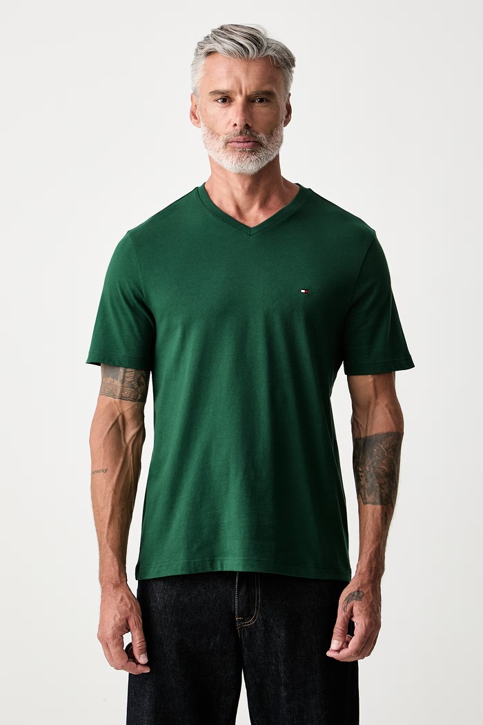 Tommy Hilfiger T-shirt męski bawełniany zielony MW0MW39249