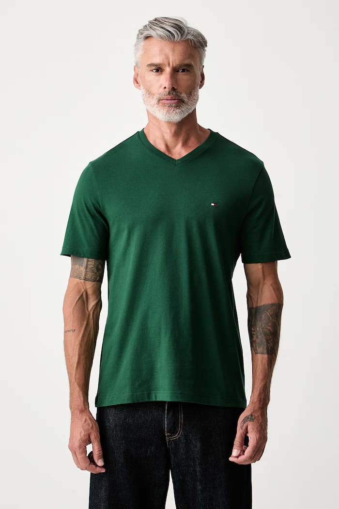 Tommy Hilfiger T-shirt męski bawełniany zielony MW0MW39249