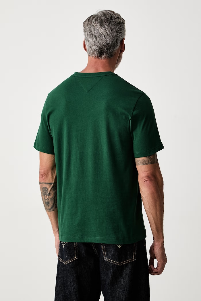 Odzież Tommy Hilfiger T-shirt męski bawełniany MW0MW39249 zielony