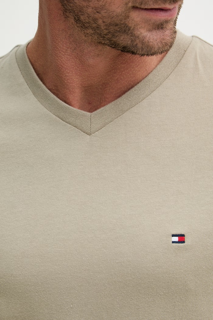 Tommy Hilfiger T-shirt Ανδρικό βαμβακερό MW0MW39249 μπεζ