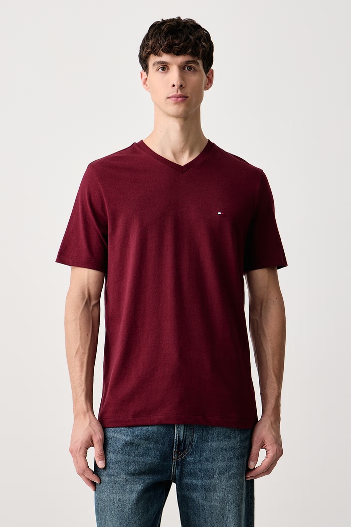 Tommy Hilfiger T-shirt męski bawełniany bordowy MW0MW39249