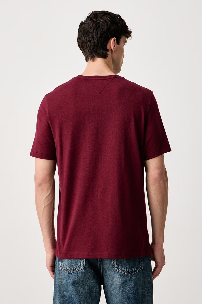 Tommy Hilfiger T-shirt męski bawełniany MW0MW39249 bordowy SS26